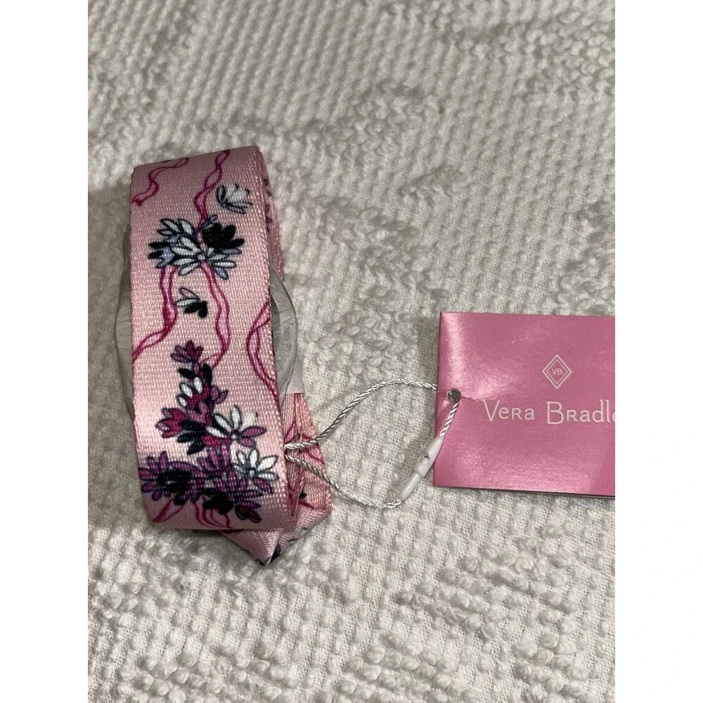 Vera Bradley Lighten Up Wide Lanyard Hope Blooms Pink MSRP $20 Breast Cancer